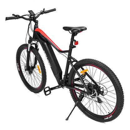 Black electric bike with pedal assist, perfect for cross country, trekking, mountain cycling, and affordable travel across the UK.