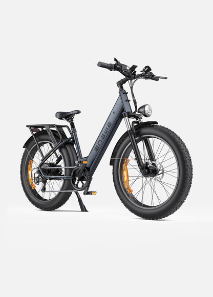 Fat tire e bike in grey, designed for all terrains, offering a stylish electric bike ride in the UK