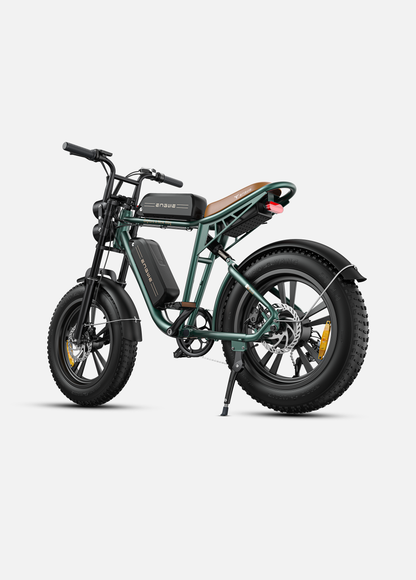 Fat tire e bike in green, designed for all terrains, offering a stylish electric bike ride in the UK